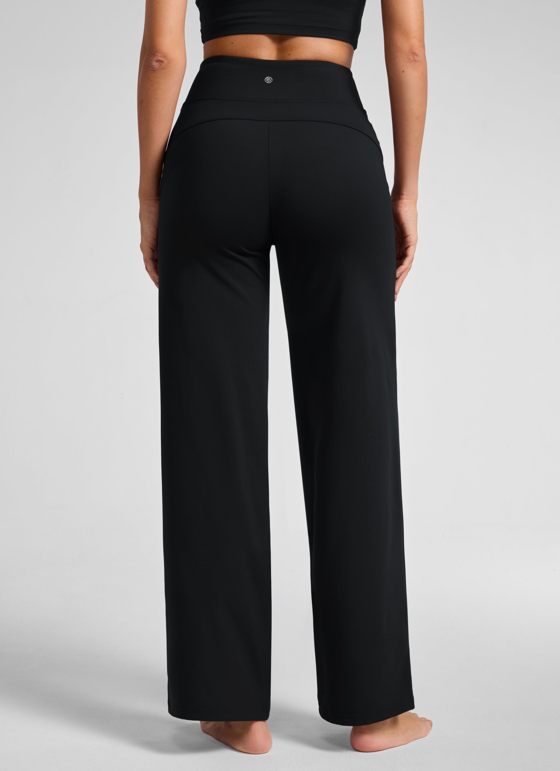 CRZ YOGA Women's Work High Rise Pocket Wide Leg Faux Fly Pant 30