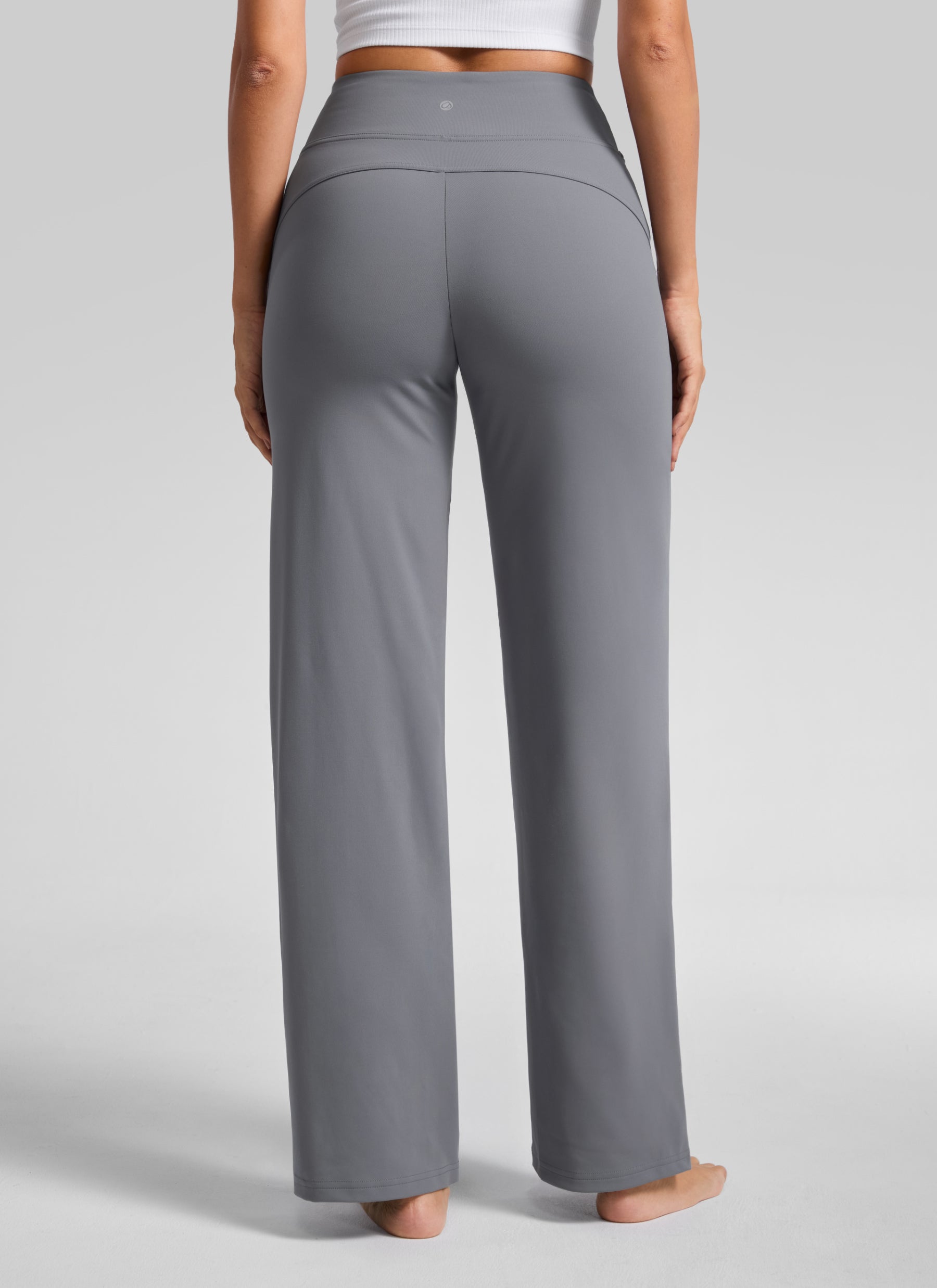 CRZ YOGA Women's Work High Rise Pocket Wide Leg Faux Fly Pant 30