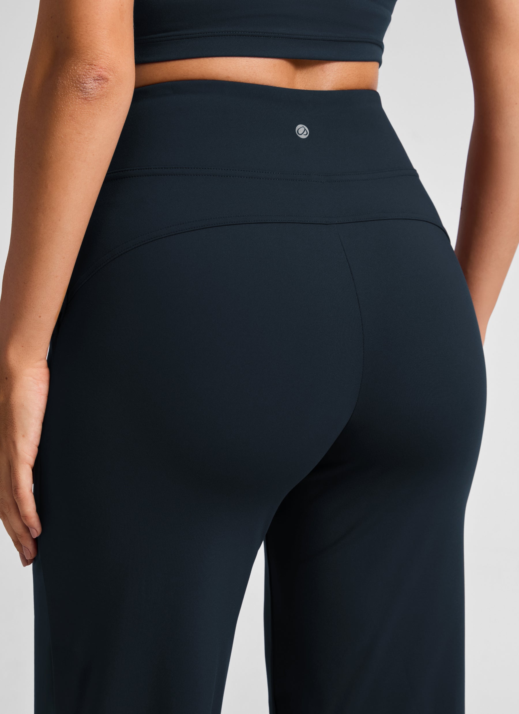 CRZ YOGA Women's Work High Rise Pocket Wide Leg Faux Fly Pant 30