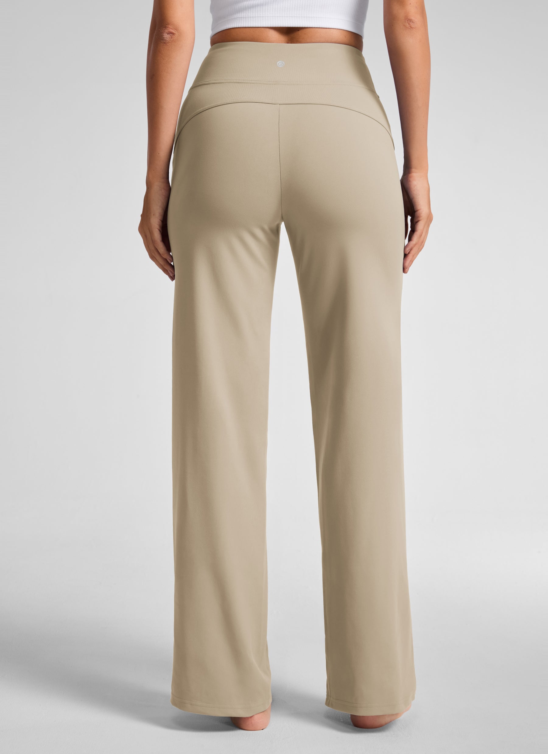 CRZ YOGA Women's Work High Rise Pocket Wide Leg Faux Fly Pant 30