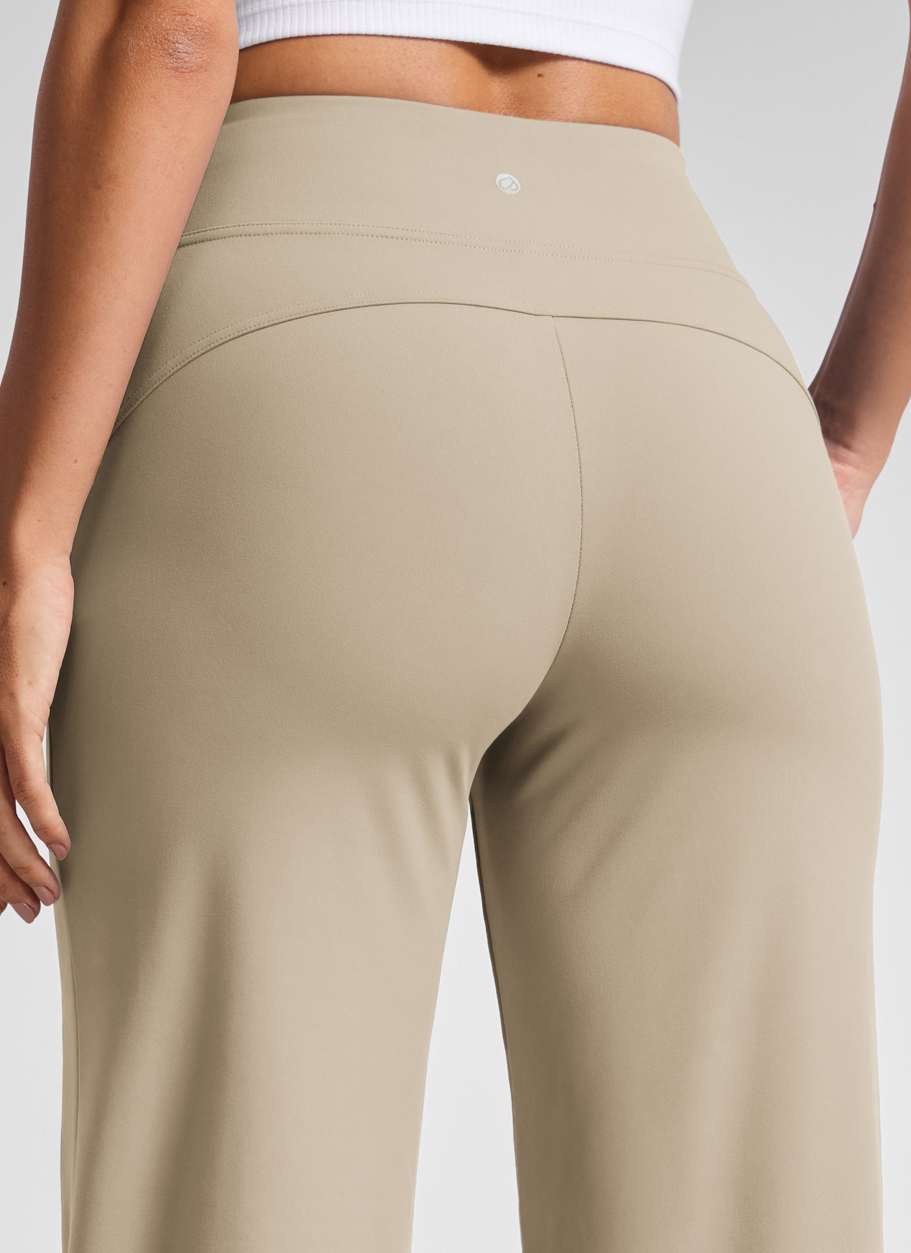 CRZ YOGA Women's Work High Rise Pocket Wide Leg Faux Fly Pant 30