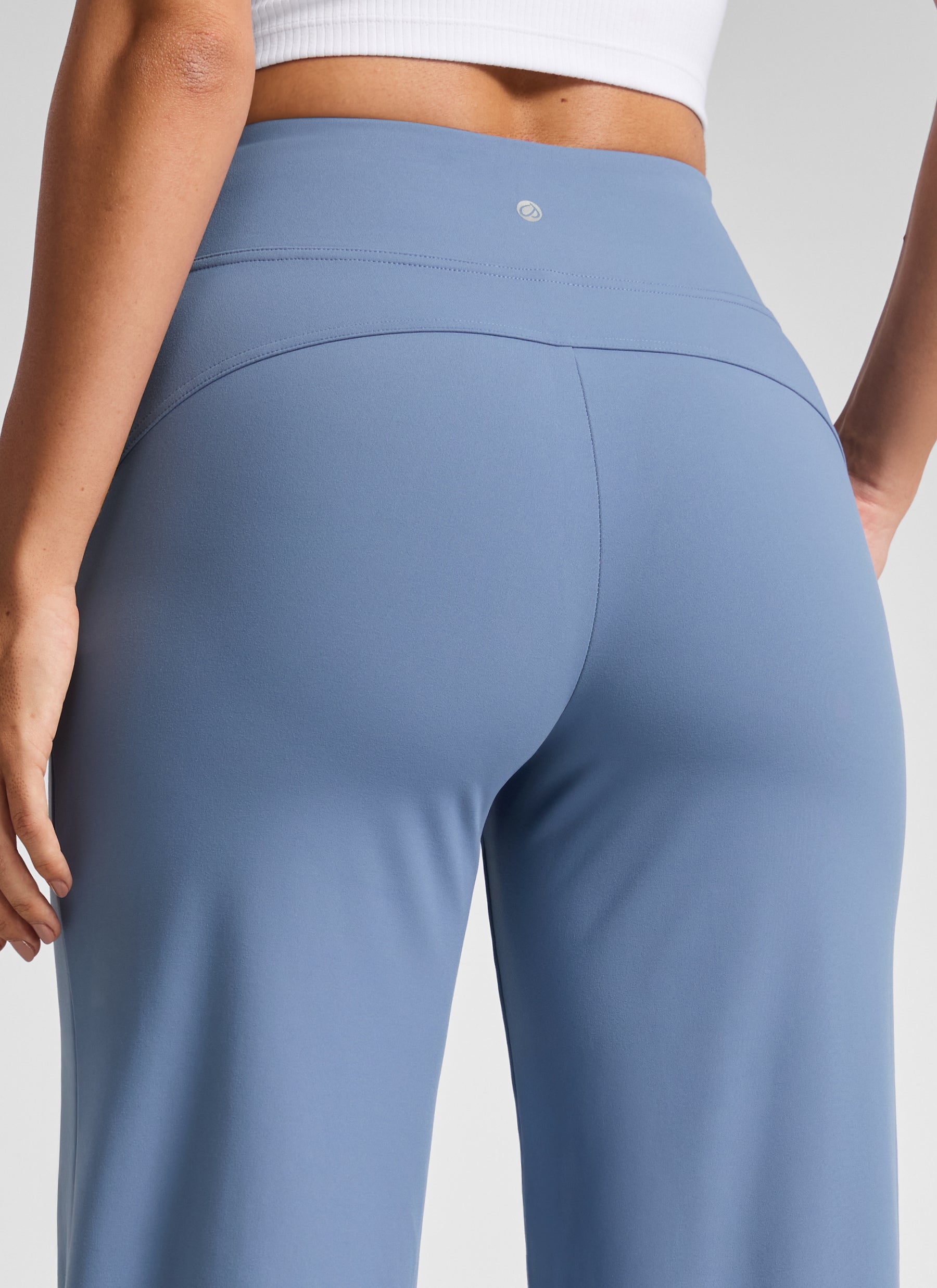 CRZ YOGA Women's Work High Rise Pocket Wide Leg Faux Fly Pant 30