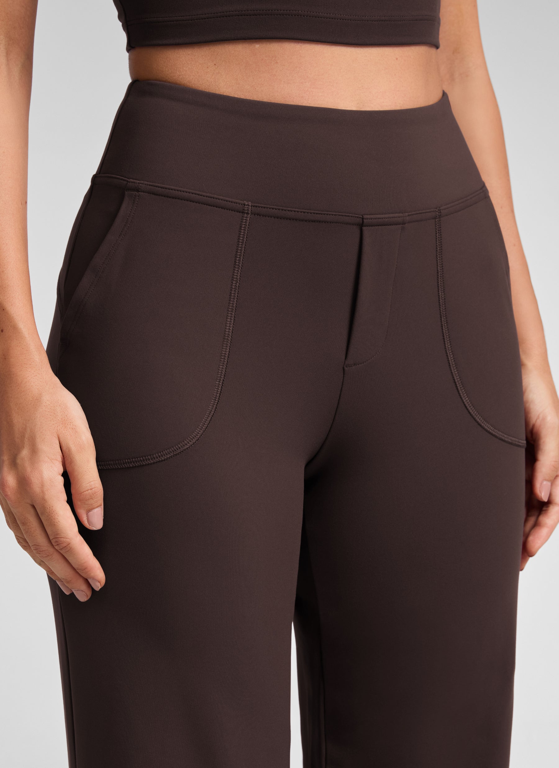 CRZ YOGA Women's Work High Rise Pocket Wide Leg Faux Fly Pant 30
