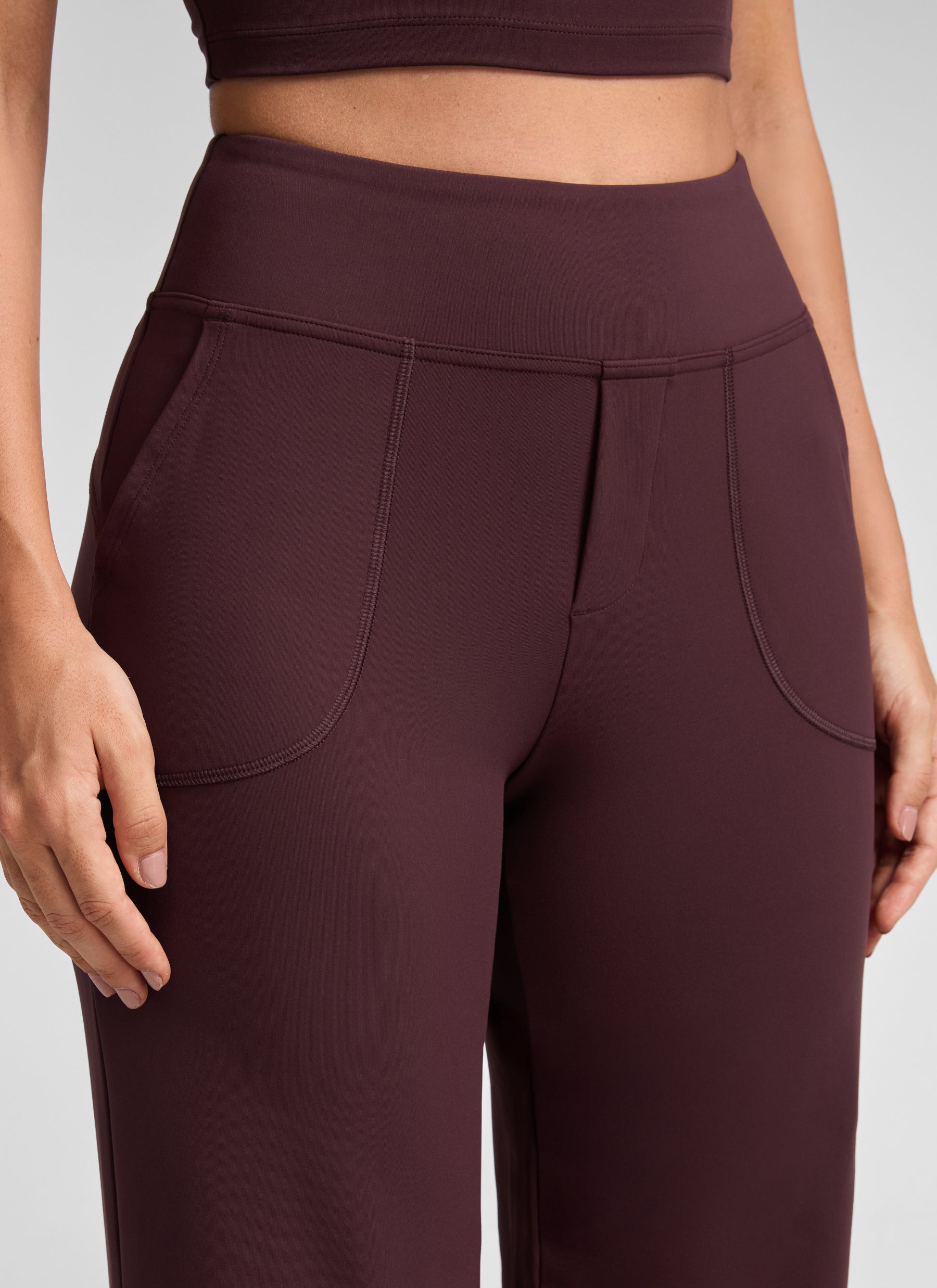 CRZ YOGA Women's Work High Rise Pocket Wide Leg Faux Fly Pant 30