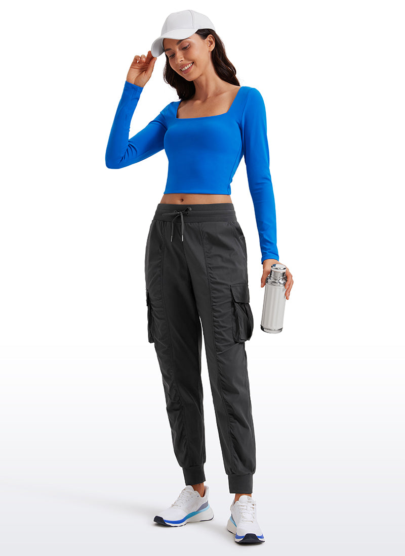 CRZ YOGA Women's Lightweight Running Classic Fit Ruched Joggers 28.5'' Ink Gray