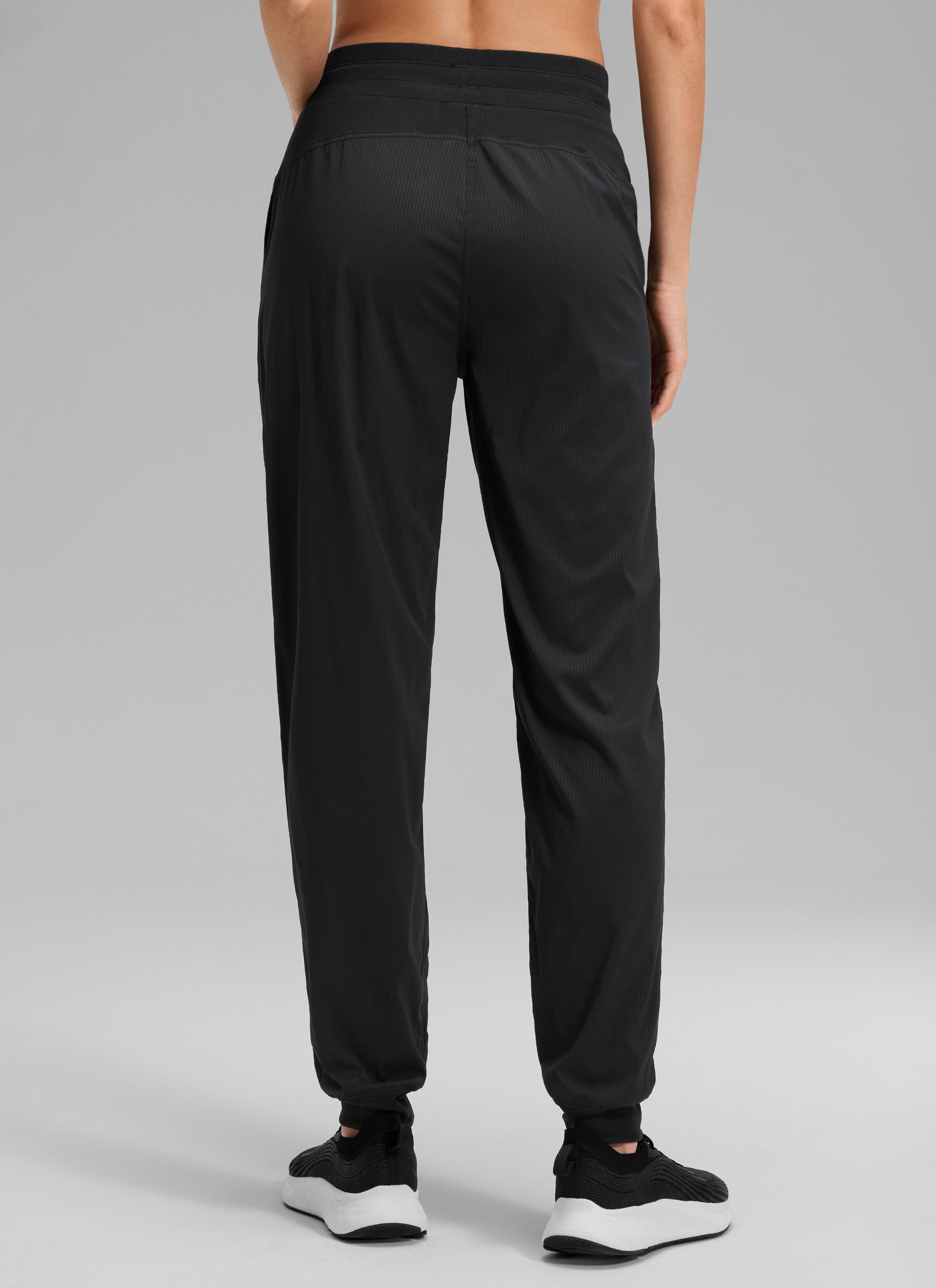 CRZ YOGA Women's Casual High Rise Drawstring Pocket Ruched Jogger 30'' Black