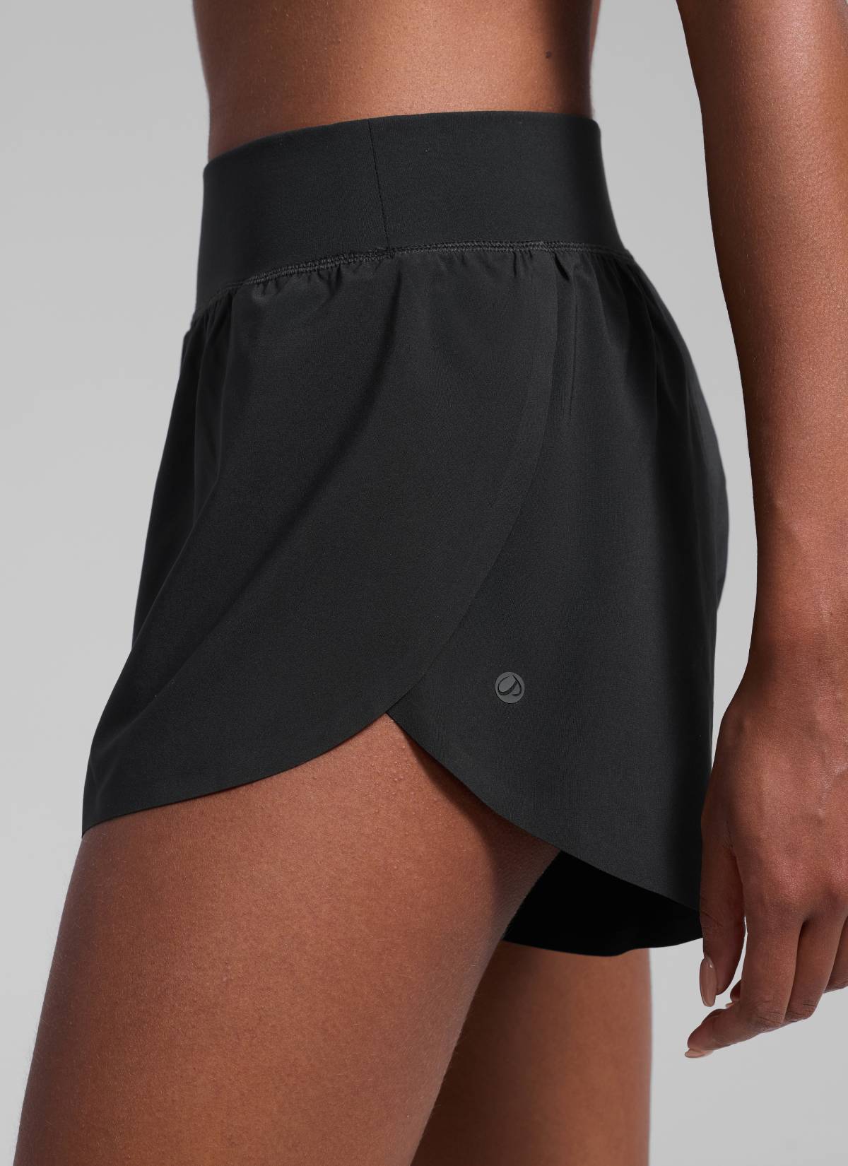 CRZ YOGA Women's Running High Rise Mesh Lined Shorts 3'' Workout Short Black
