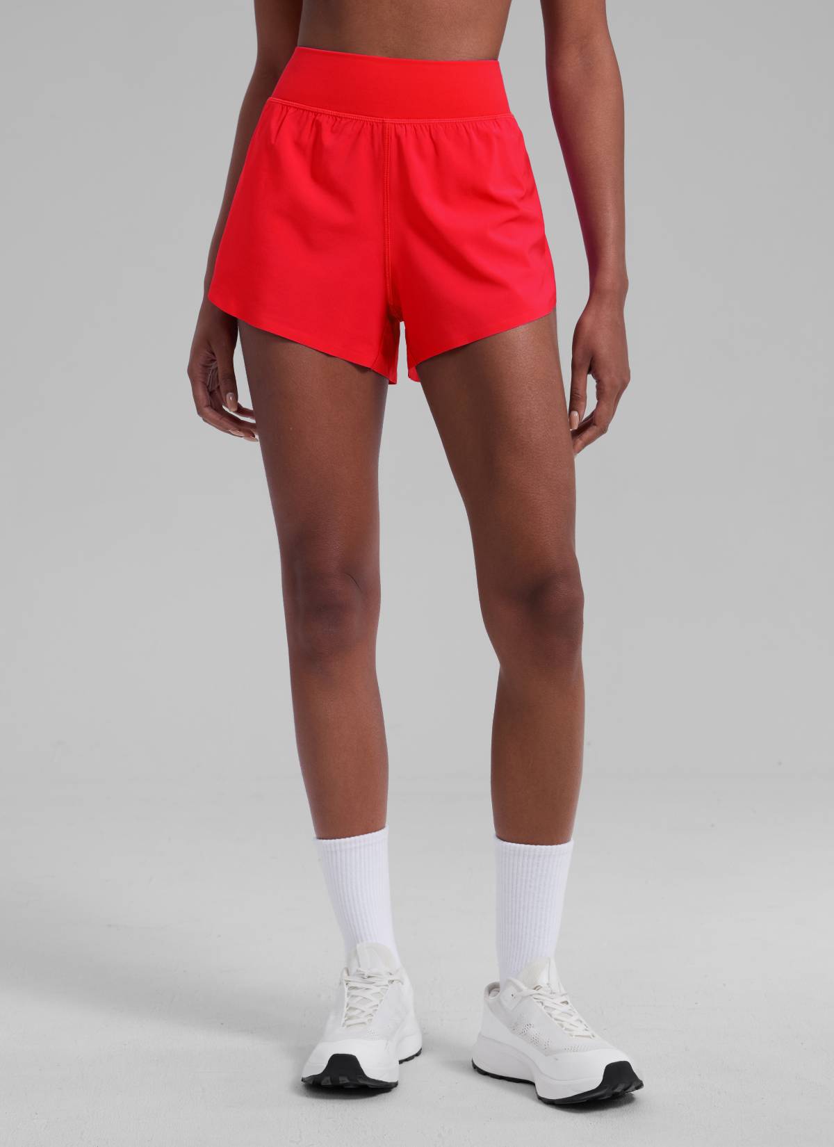 CRZ YOGA Women's Running High Rise Mesh Lined Shorts 3'' Workout Short Deep Red