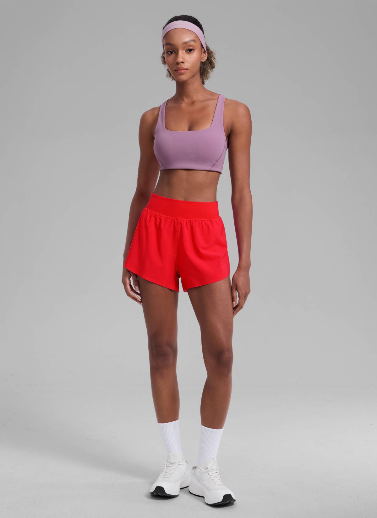 CRZ YOGA Women's Running High Rise Mesh Lined Shorts 3'' Workout Short Deep Red @model_info:Patrica