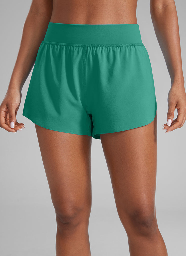 CRZ YOGA Women's Running High Rise Mesh Lined Shorts 3'' Workout Short Green Palm Court