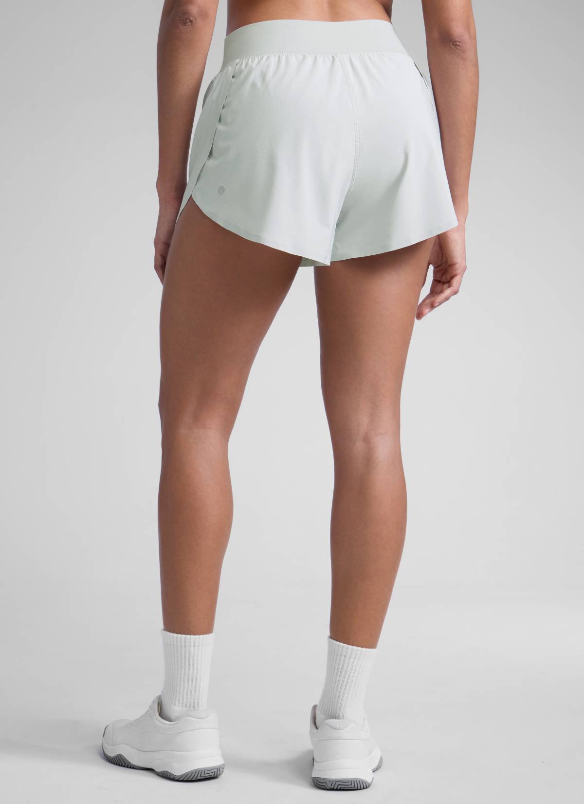 CRZ YOGA Women's Running High Rise Mesh Lined Shorts 3'' Workout Short Ocean Air @model_info:Dany