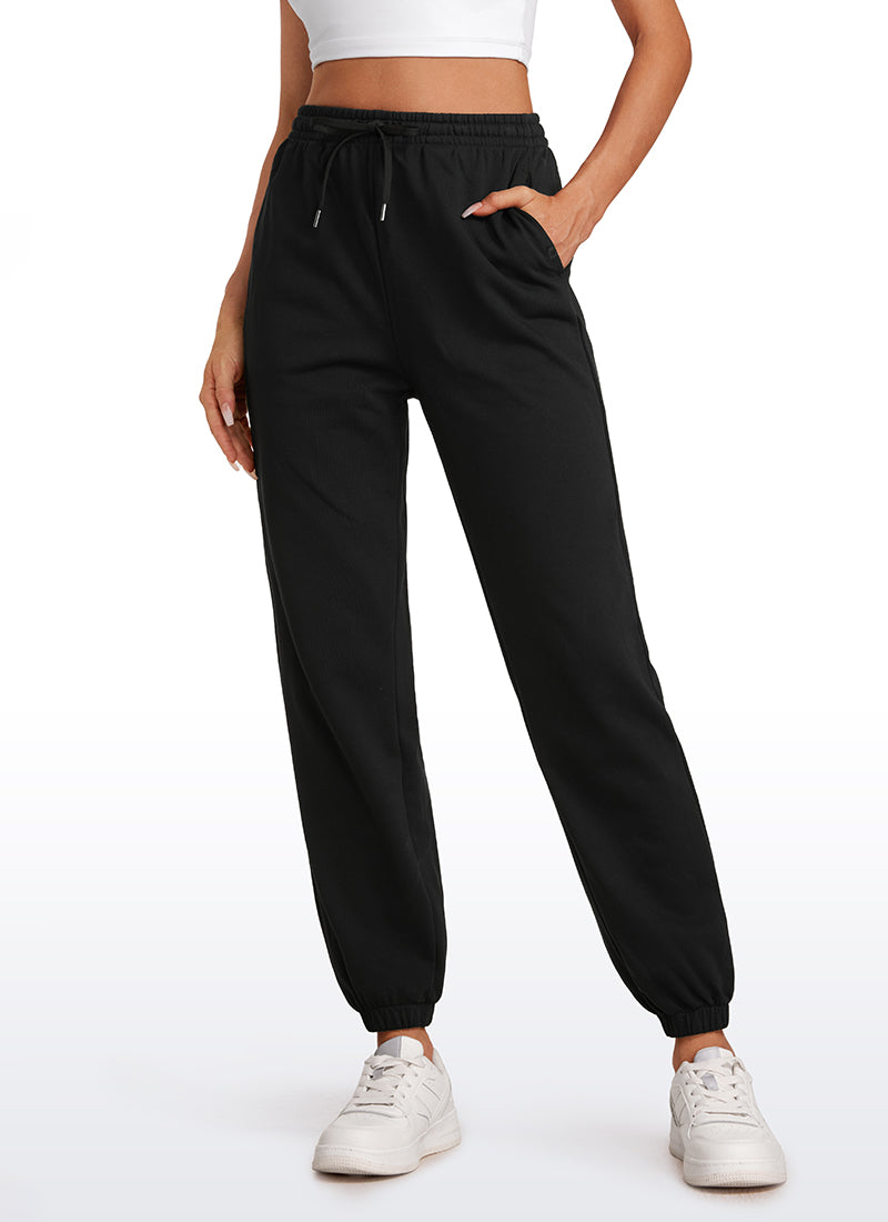 CRZ YOGA Womens French Terry High Rise Down the Street Sweatpants 28'' Black