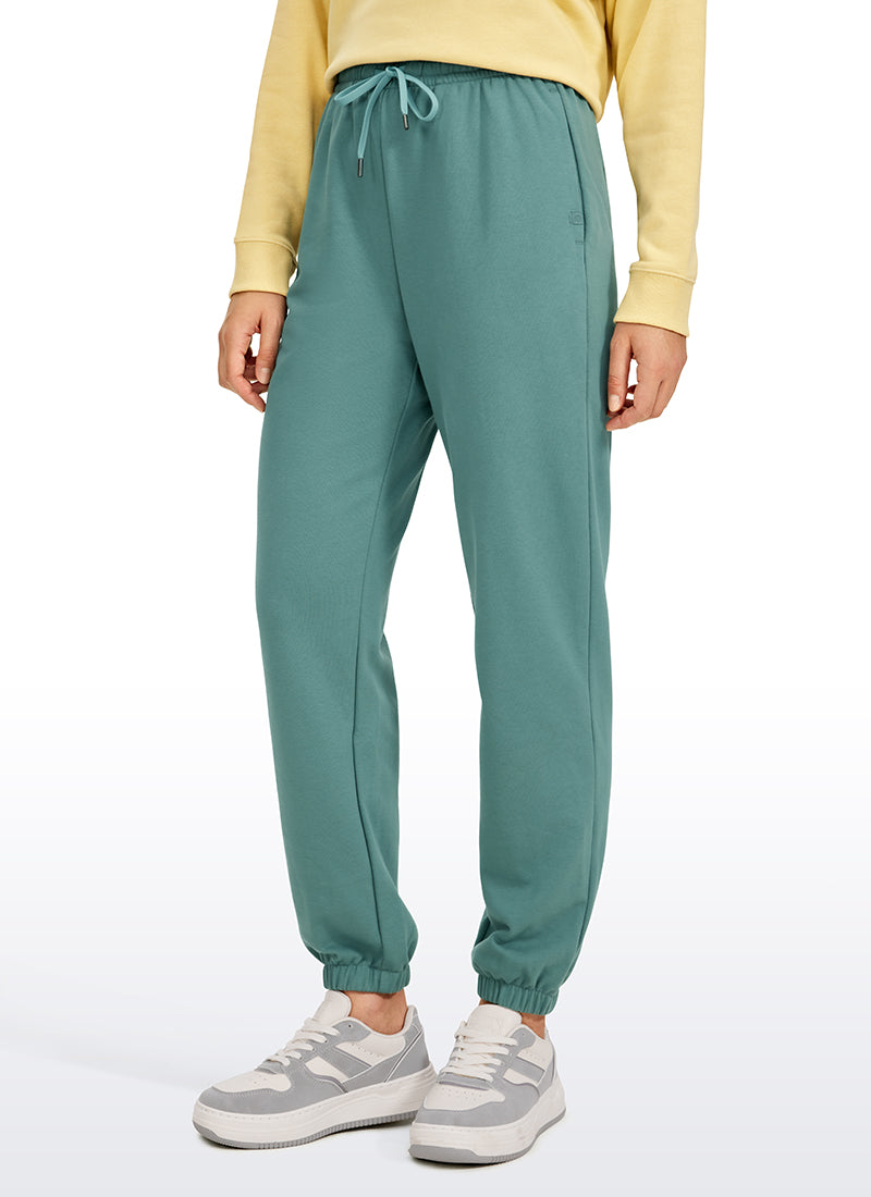 CRZ YOGA Womens French Terry High Rise Down the Street Sweatpants 28'' White Apricot