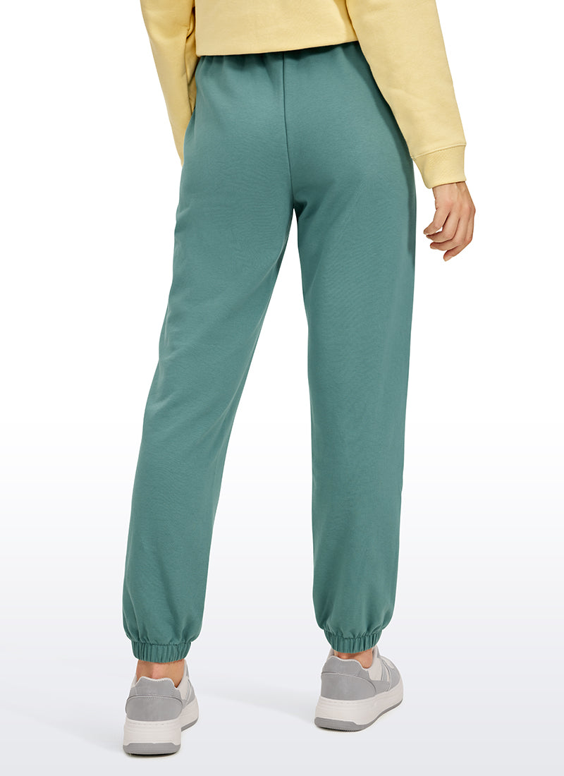 CRZ YOGA Womens French Terry High Rise Down the Street Sweatpants 28'' Grey feather green