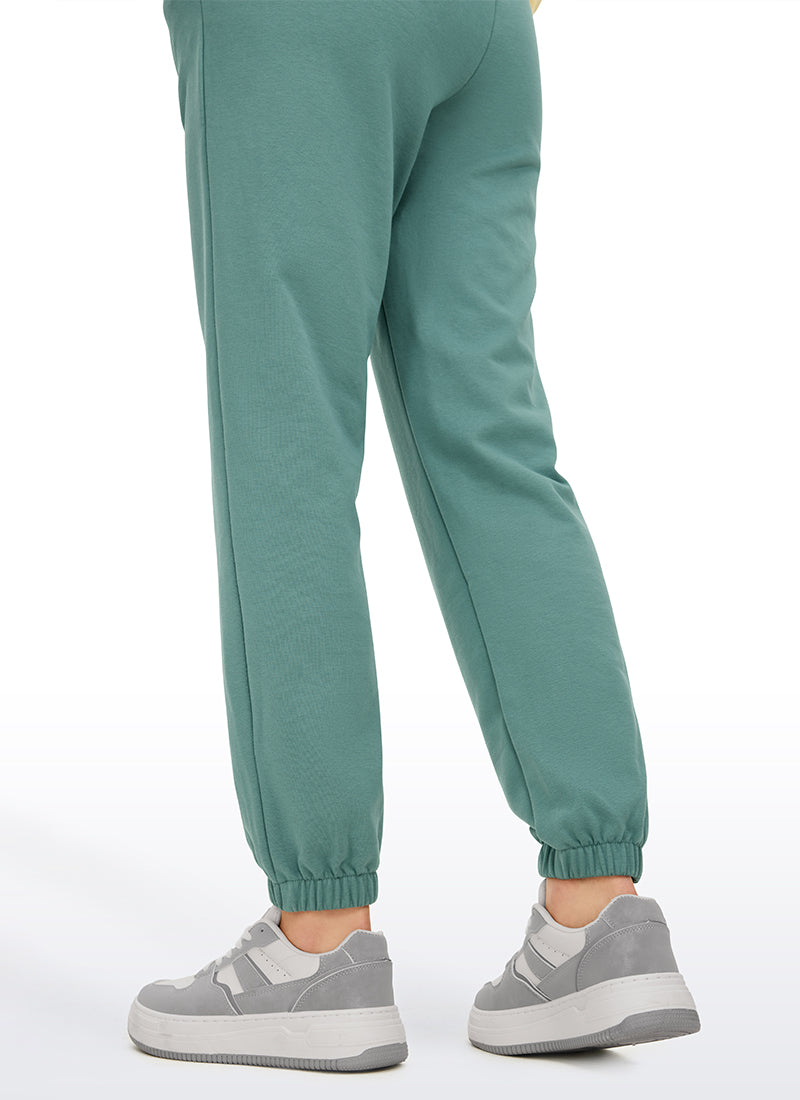 CRZ YOGA Womens French Terry High Rise Down the Street Sweatpants 28'' Grey feather green