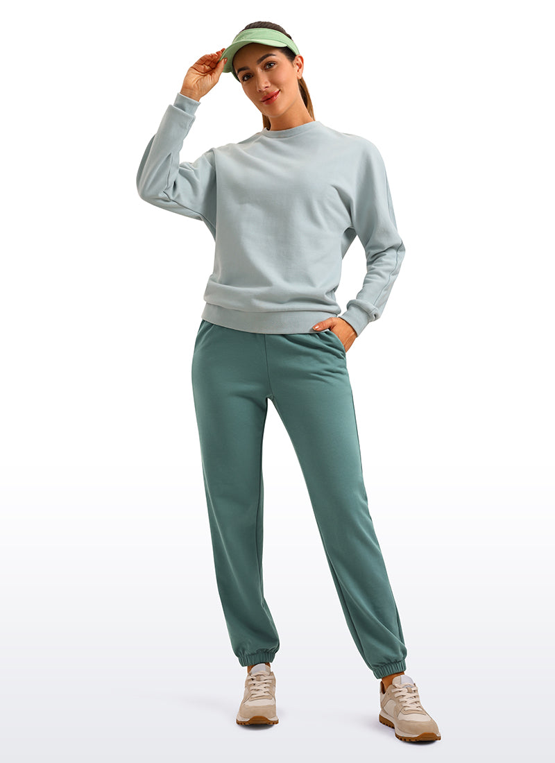 CRZ YOGA Womens French Terry High Rise Down the Street Sweatpants 28'' Grey feather green