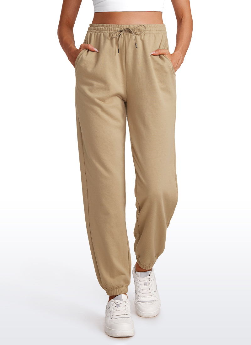 CRZ YOGA Womens French Terry High Rise Down the Street Sweatpants 28'' Grey feather green