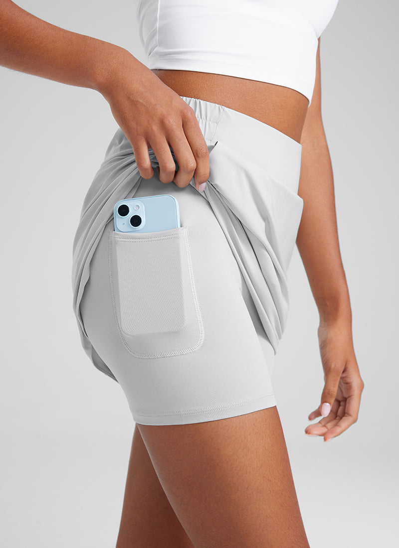 CRZ YOGA Women A Line Athletic Golf Skirts for 18'' High Waisted Platinum Grey