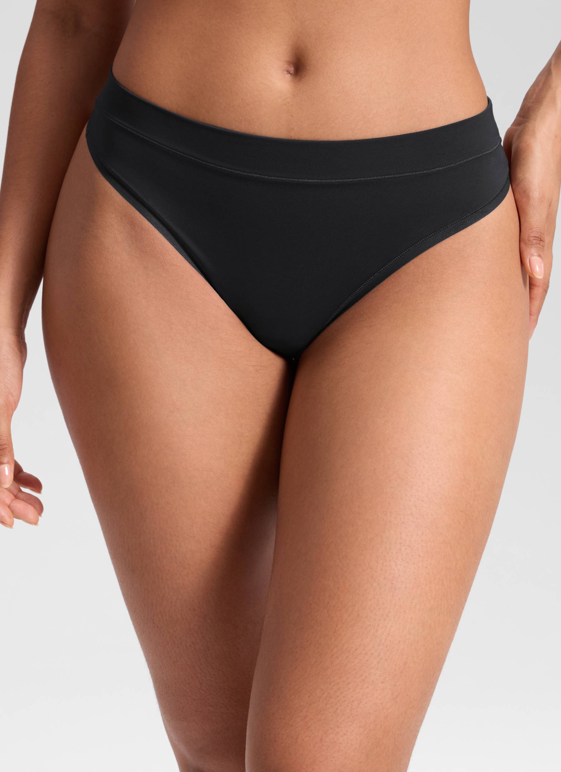 CRZ YOGA Women Softhold High Rise Thongs Ladies Underwear 3 Pack Black 3pack