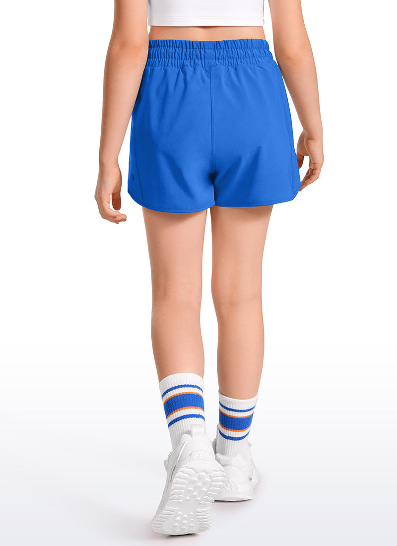 CRZ YOGA Girl's Running Feathery-Fit Soft Low Rise Lined Shorts Sparkle Blue