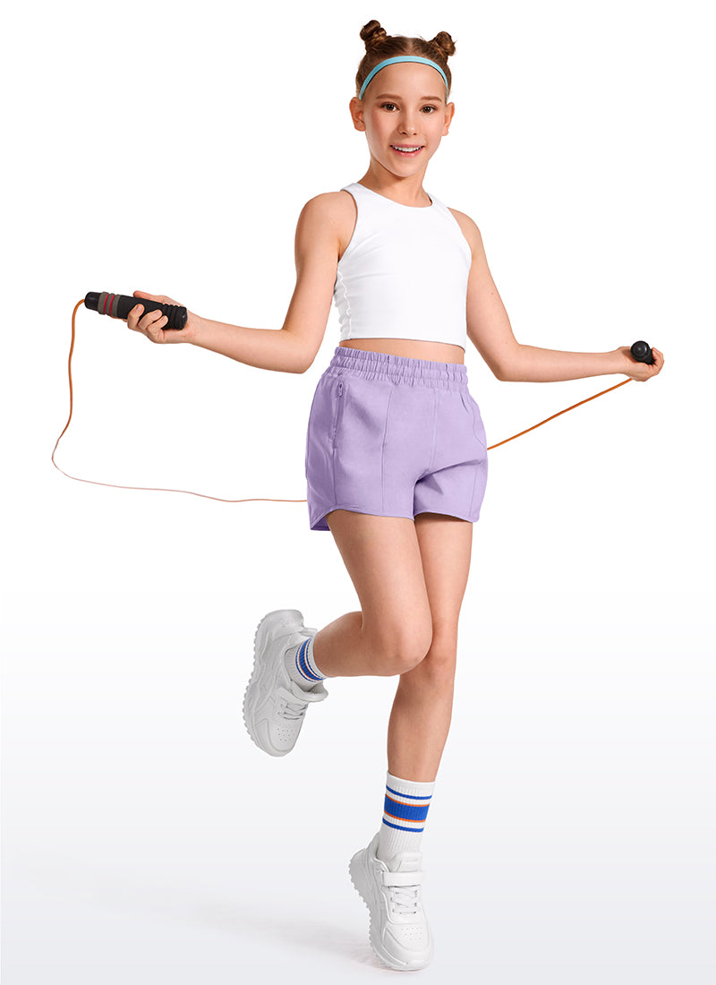 CRZ YOGA Girl's Running Feathery-Fit Soft Low Rise Lined Shorts Lilac