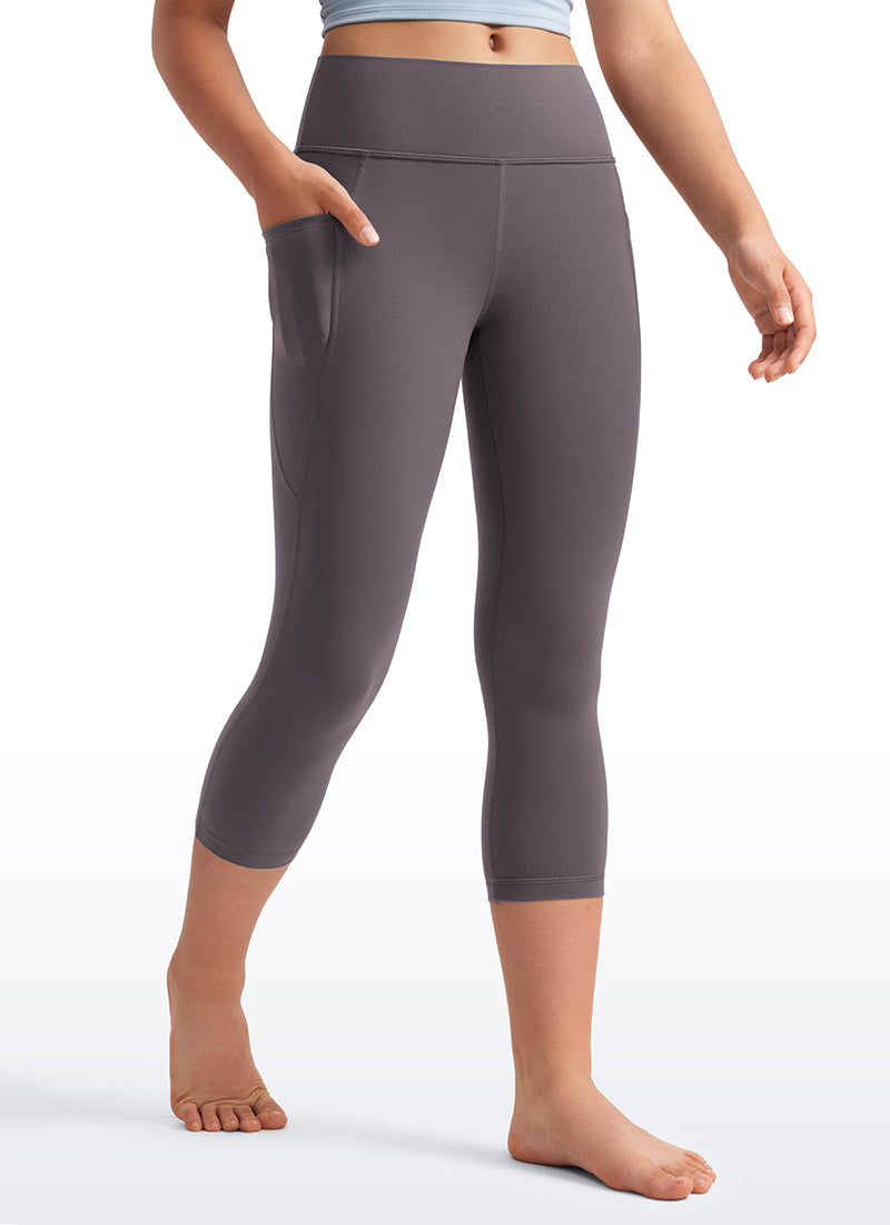 CRZ YOGA Girls Butterluxe Athletic Capri Leggings with Pockets Black