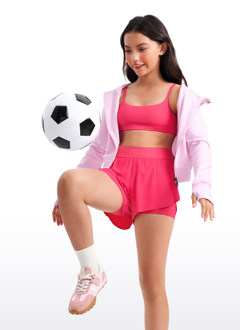 CRZ YOGA Girls Butterluxe Adjustable Spaghetti Strap Scoop Neck Bra Lip Gloss Pink