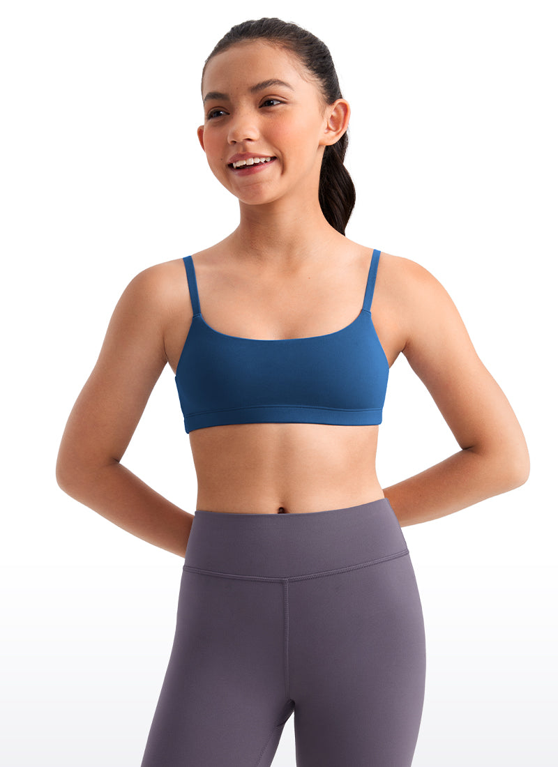 CRZ YOGA Girls Butterluxe Adjustable Spaghetti Strap Scoop Neck Bra Wild Indigo