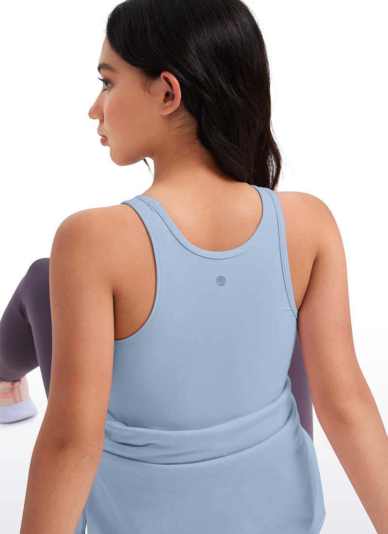 CRZ YOGA girl's Active Butterluxe Tight Fit Tank Tops Racerback Milky White