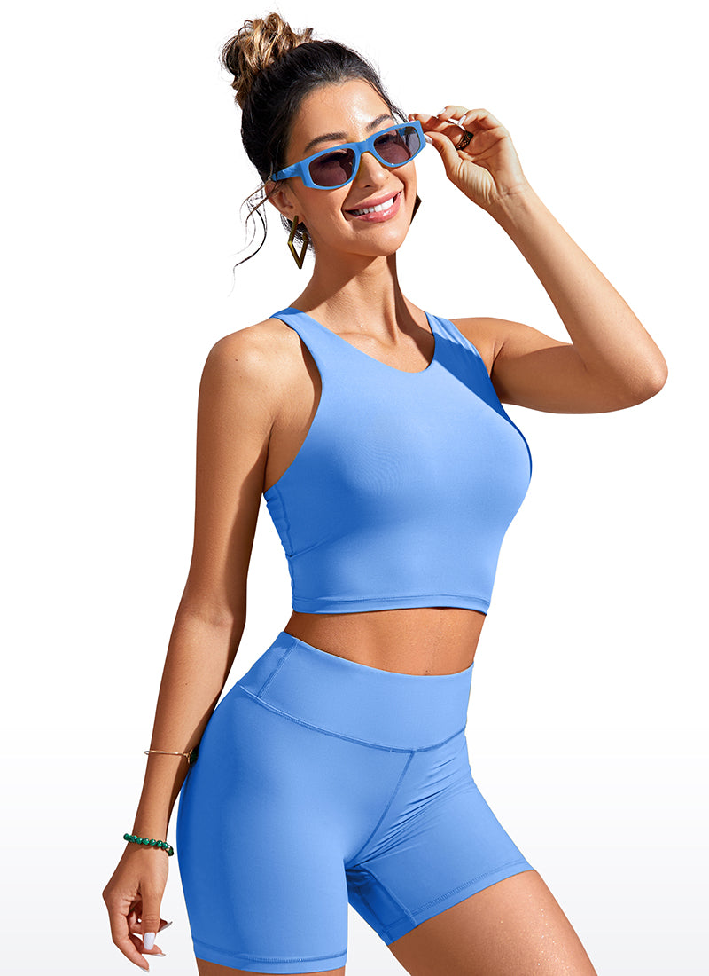CRZ YOGA Women's Swimwear Tops Sunshine Bikini Top Racerback Blue Violet