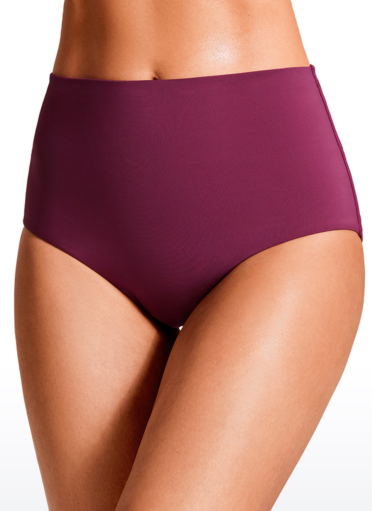 CRZ YOGA Women's Swim Bikini Bottom High Waisted Bathing Swimsuit Fuchsia