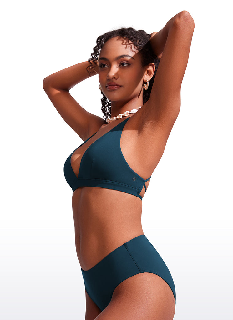 CRZ YOGA Women's Swimwear Sunshine V Neck Bikini Tops Criss Cross Back Insignia Blue