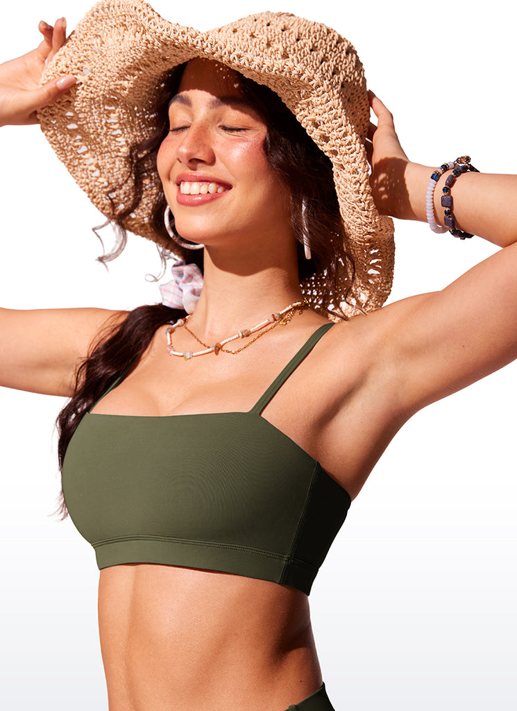 CRZ YOGA Women's Swimwear Tops Bikini Top Adjustable Strap Padded Insignia Blue