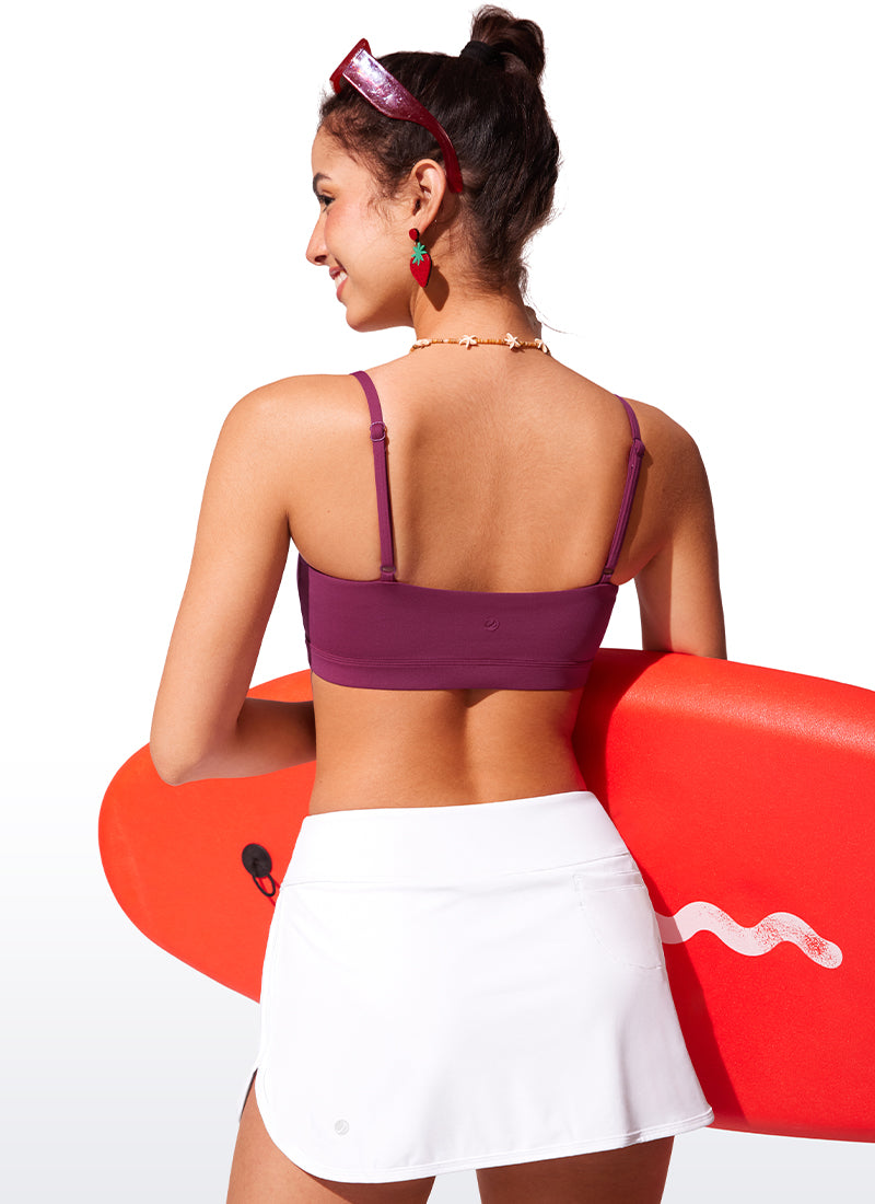 CRZ YOGA Women's Swimwear Tops Bikini Top Adjustable Strap Padded Royal Lilac