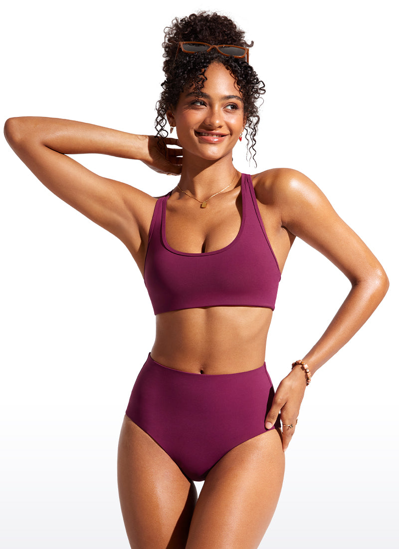 CRZ YOGA Women's Swimwear U Neck Bikini Tops Racerback Insignia Blue