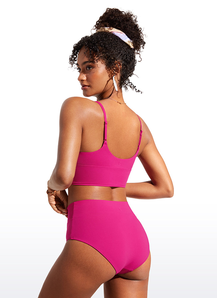 CRZ YOGA Women's Swimwear Tops Sunshine Deep V Strappy Bikini Top Fuchsia