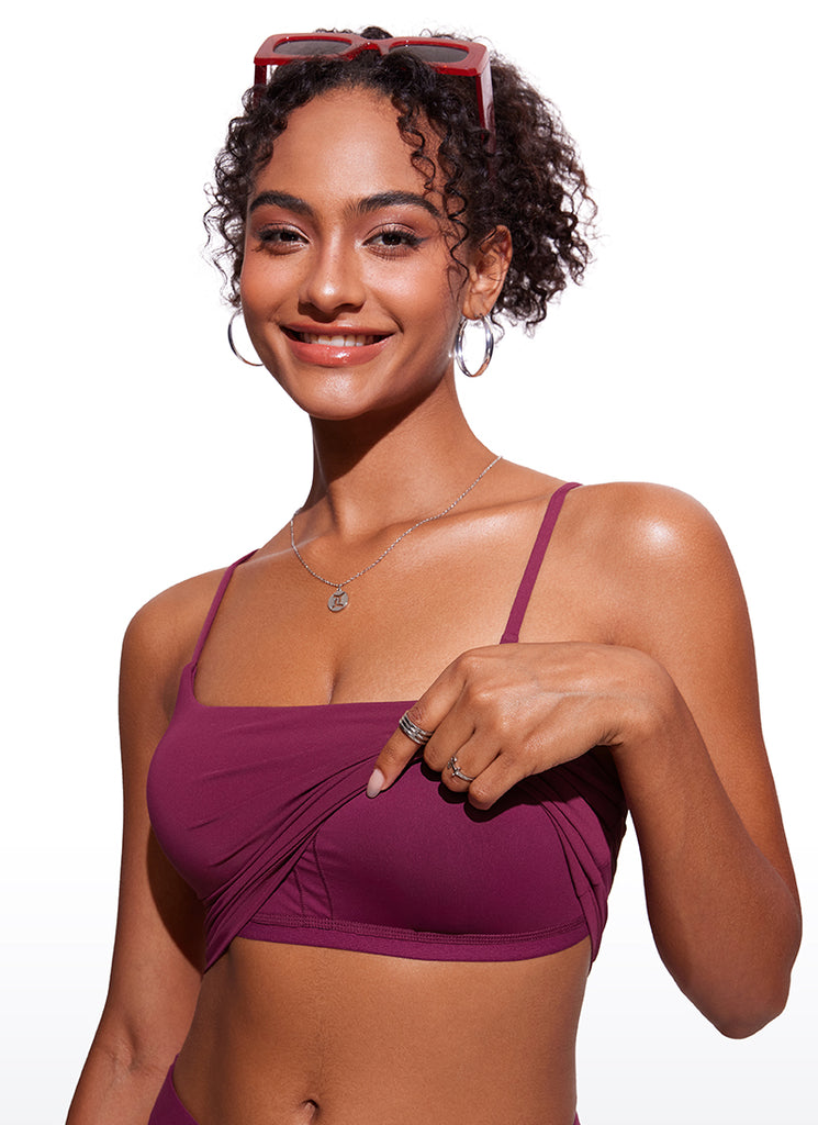 CRZ YOGA Women's Sunshine Bikini Tops U Back Longline Adjustable Straps Fuchsia