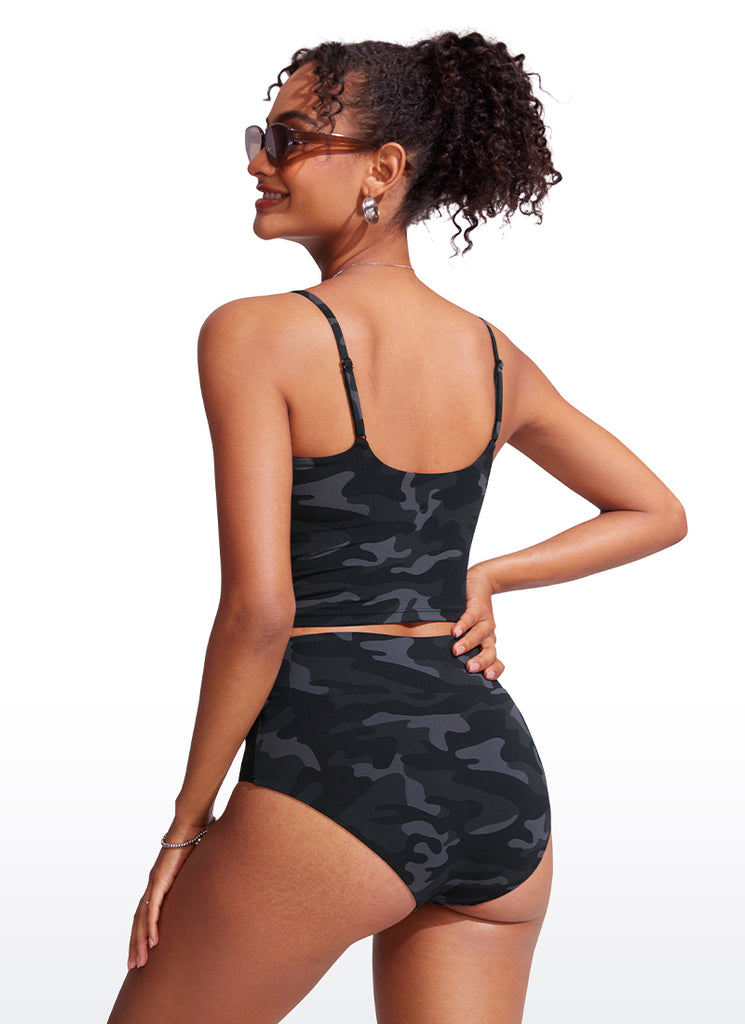 CRZ YOGA Women's Sunshine Bikini Tops U Back Longline Adjustable Straps Black