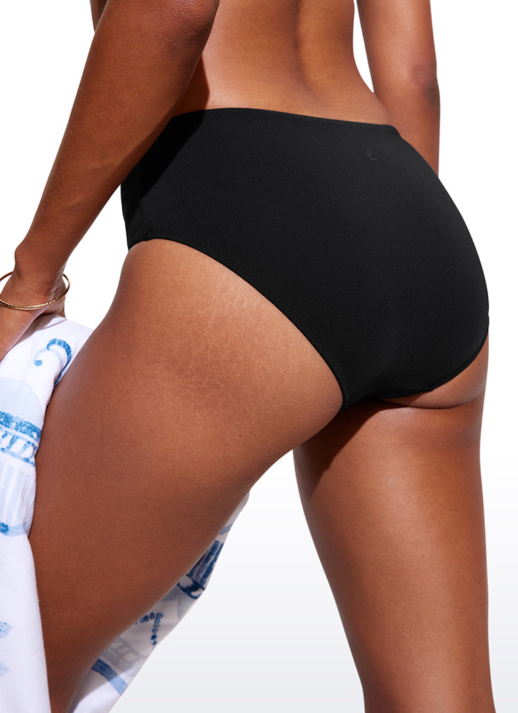 CRZ YOGA Women's Swimwear Bottoms Sunshine Bikini Bottoms Mid Rise Black
