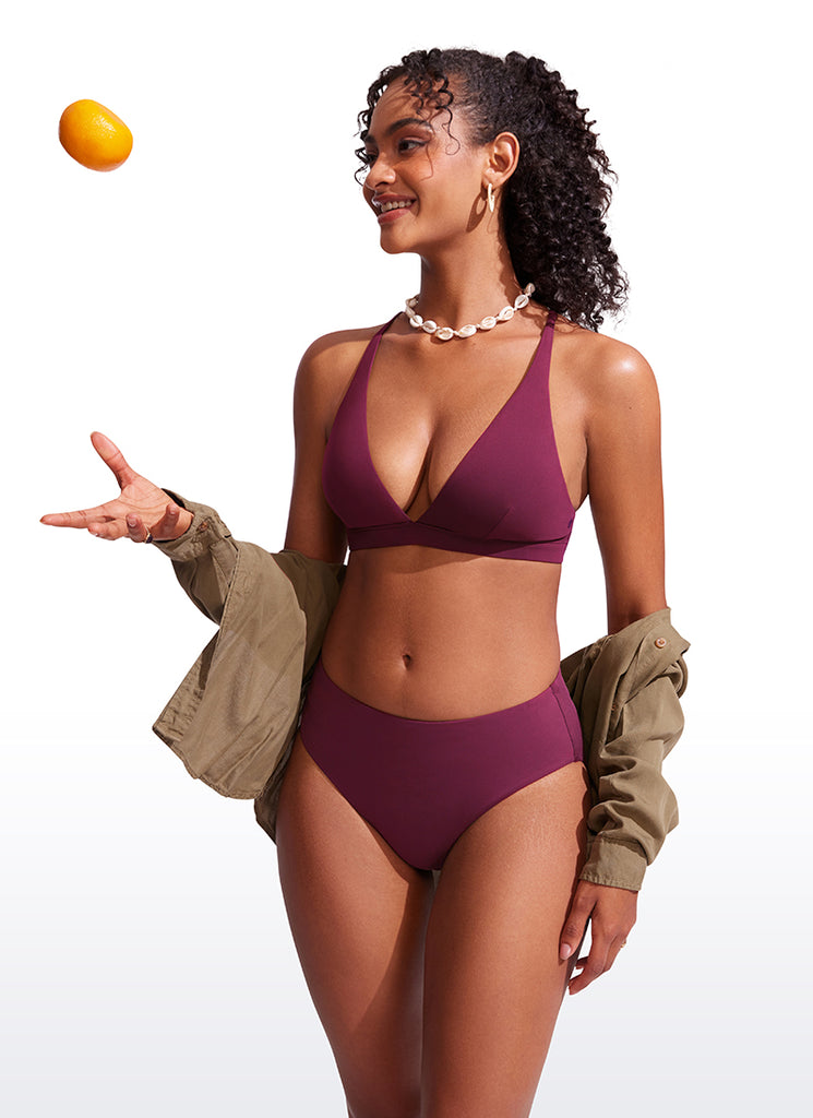 CRZ YOGA Women's Swimwear Bottoms Sunshine Bikini Bottoms Mid Rise Fuchsia