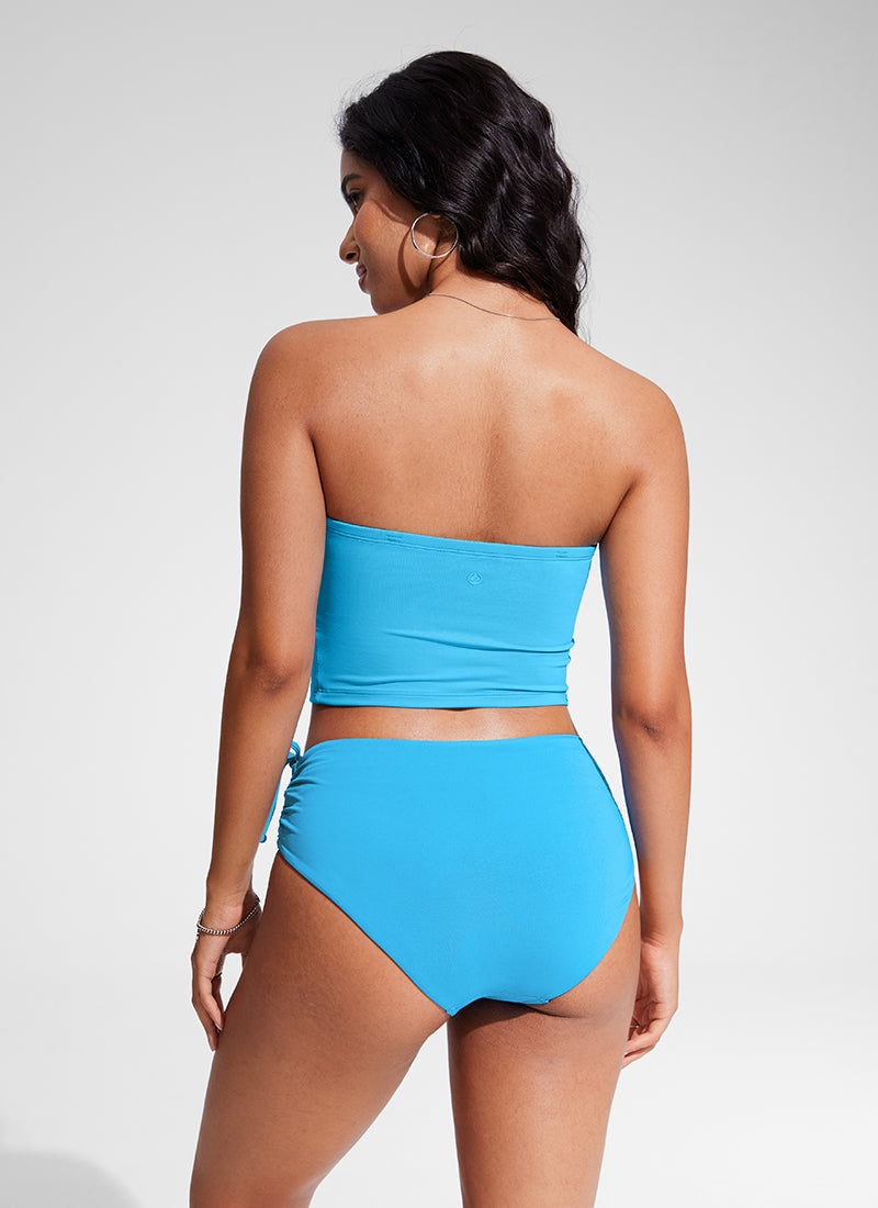 CRZ YOGA Womens Bandeau Bikini Tops Strapless Swimsuit Kayak Blue