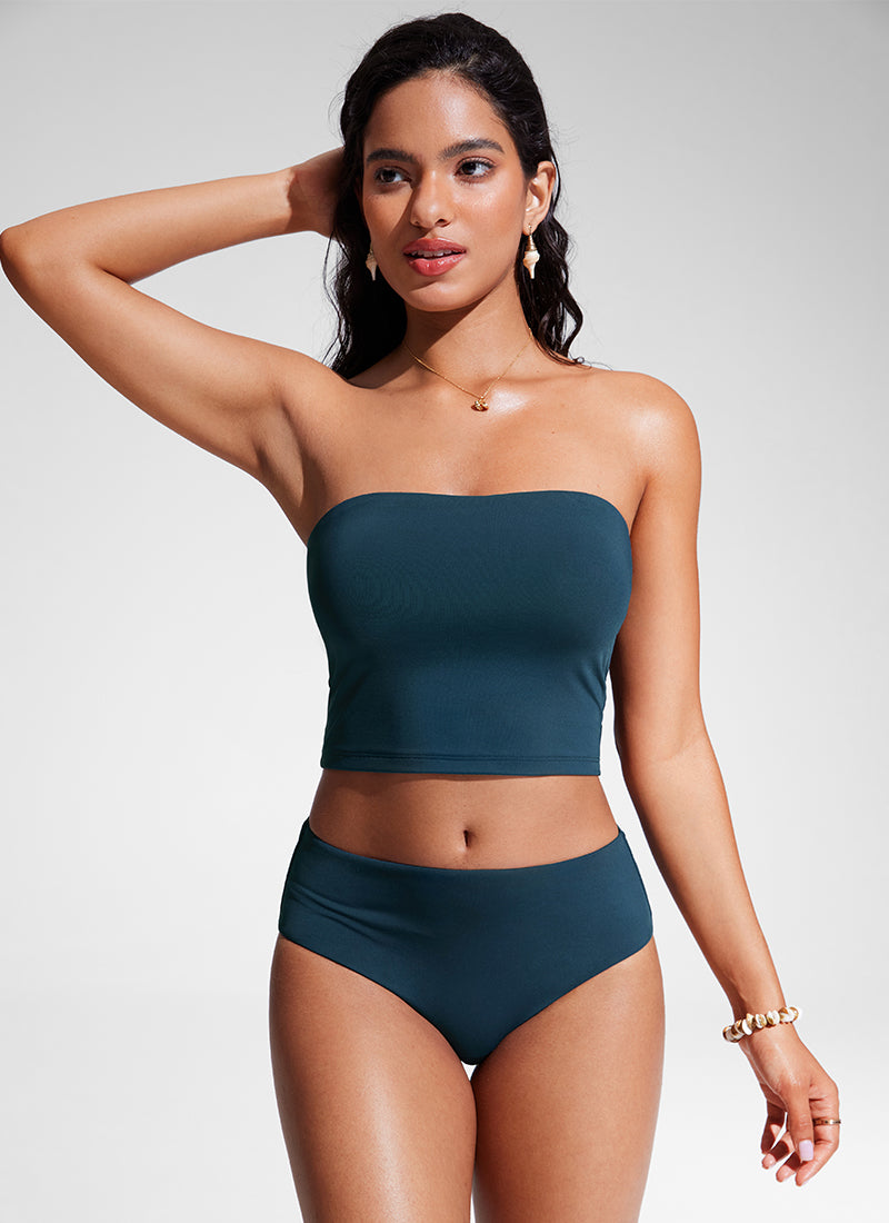 CRZ YOGA Womens Bandeau Bikini Tops Strapless Swimsuit Insignia Blue