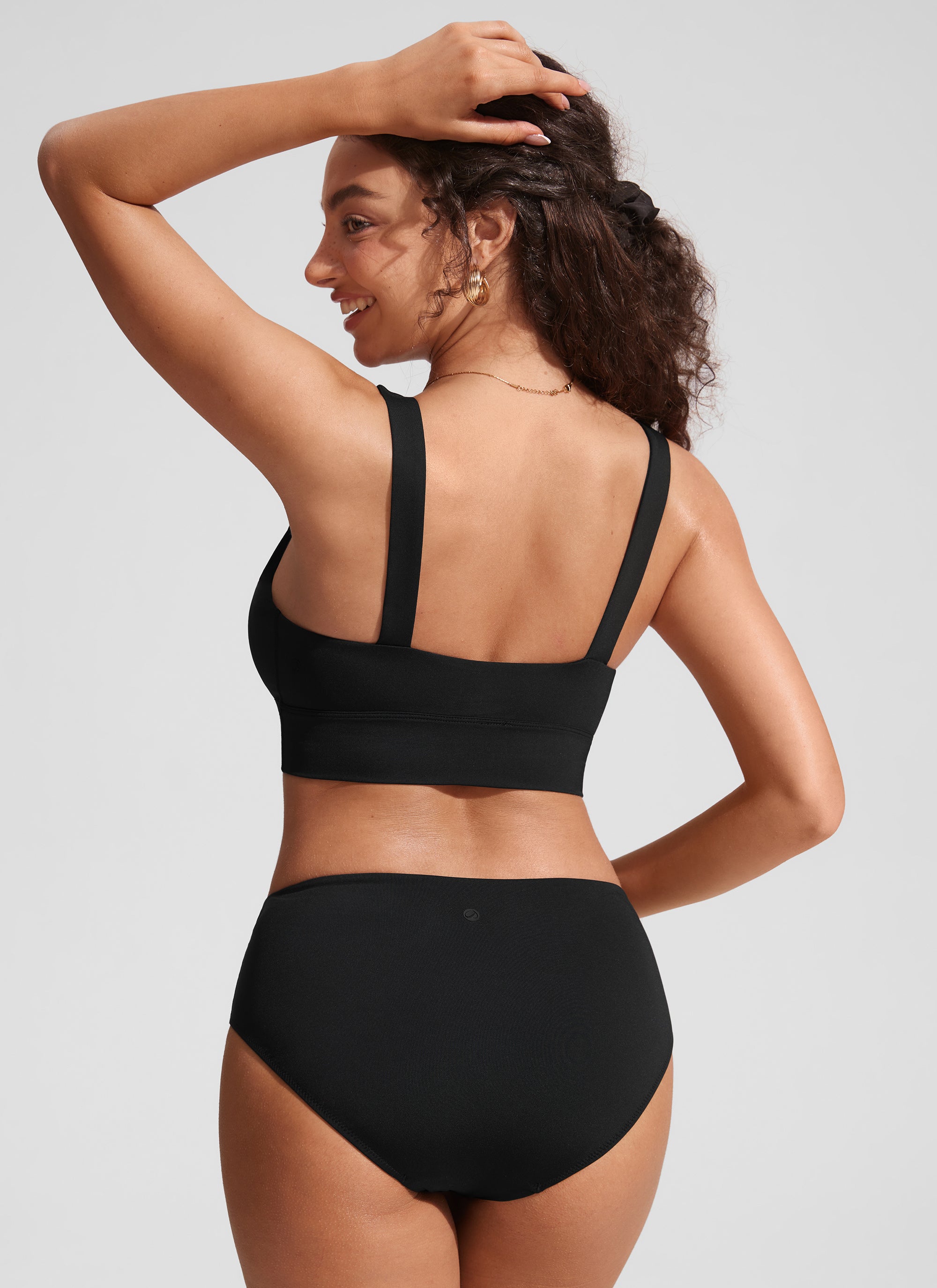 CRZ YOGA Women's Swimwear Tops Supportive Modest Swimsuit Bikini Deep Red