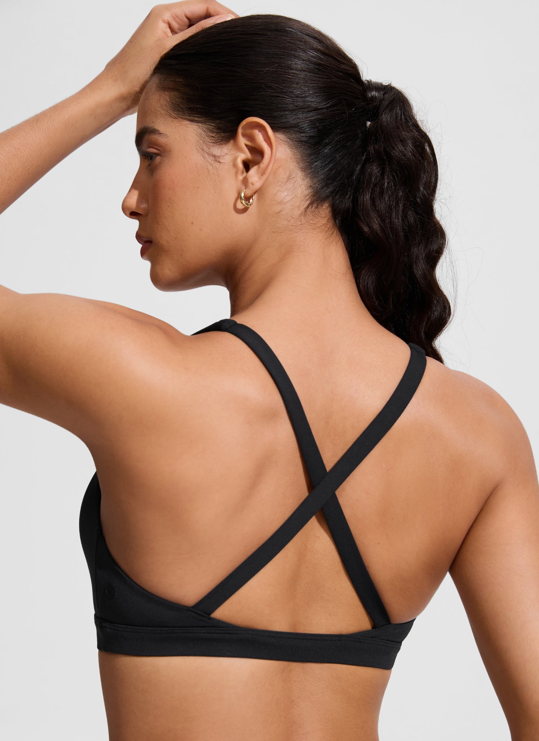 CRZ YOGA Women's Swimwear Twist Front Cut Out Cross Back Bikini Tops Black