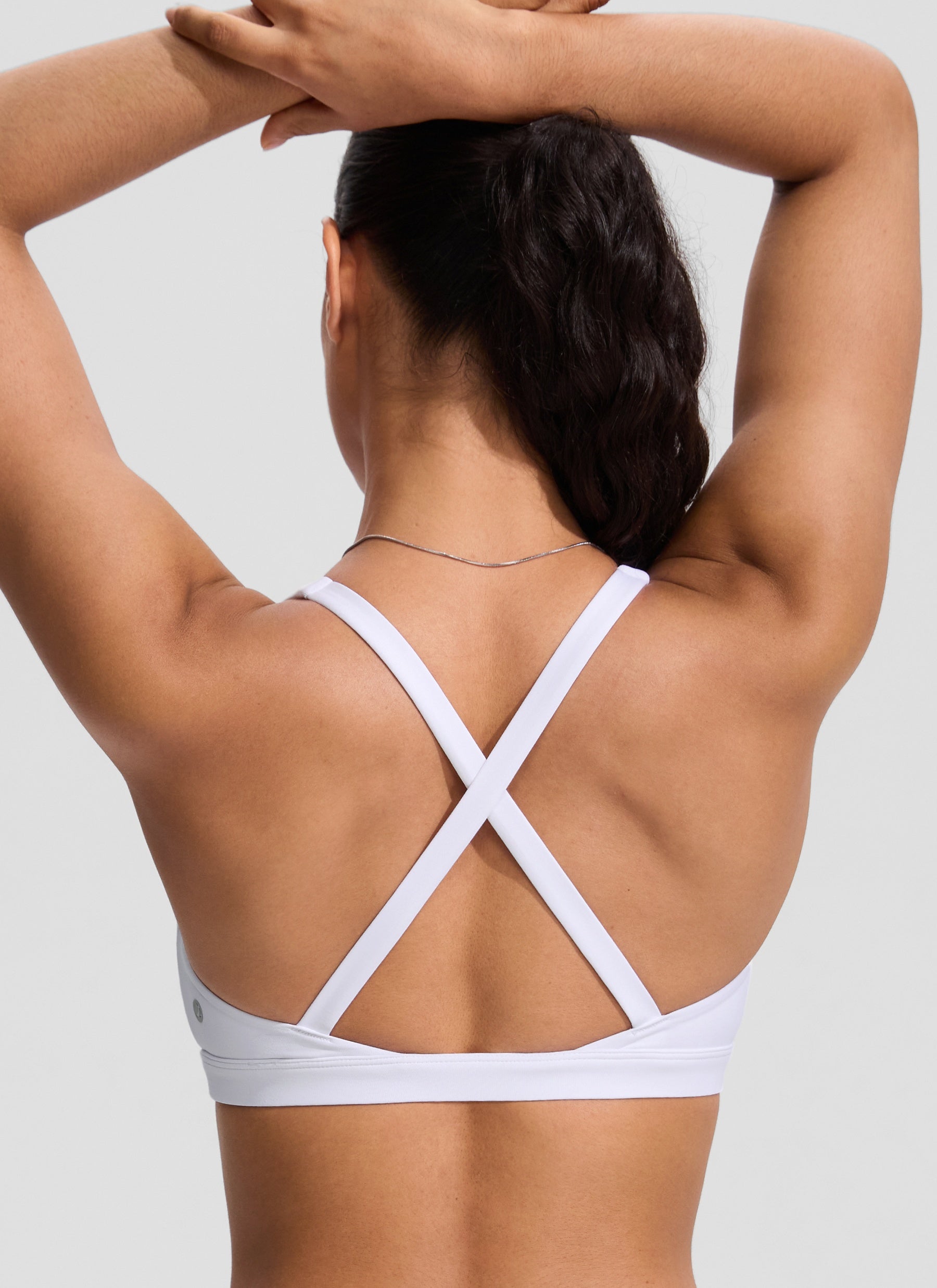 CRZ YOGA Women's Swimwear Twist Front Cut Out Cross Back Bikini Tops White