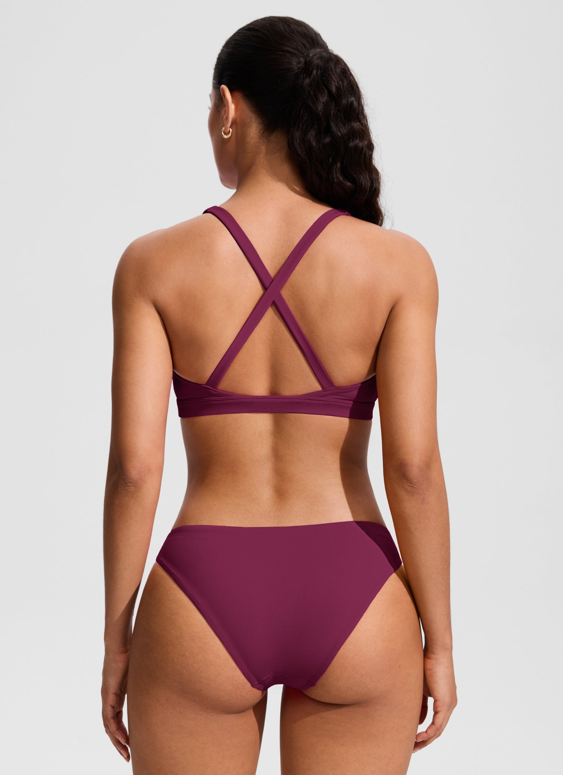 CRZ YOGA Women's Swimwear Twist Front Cut Out Cross Back Bikini Tops Fuchsia