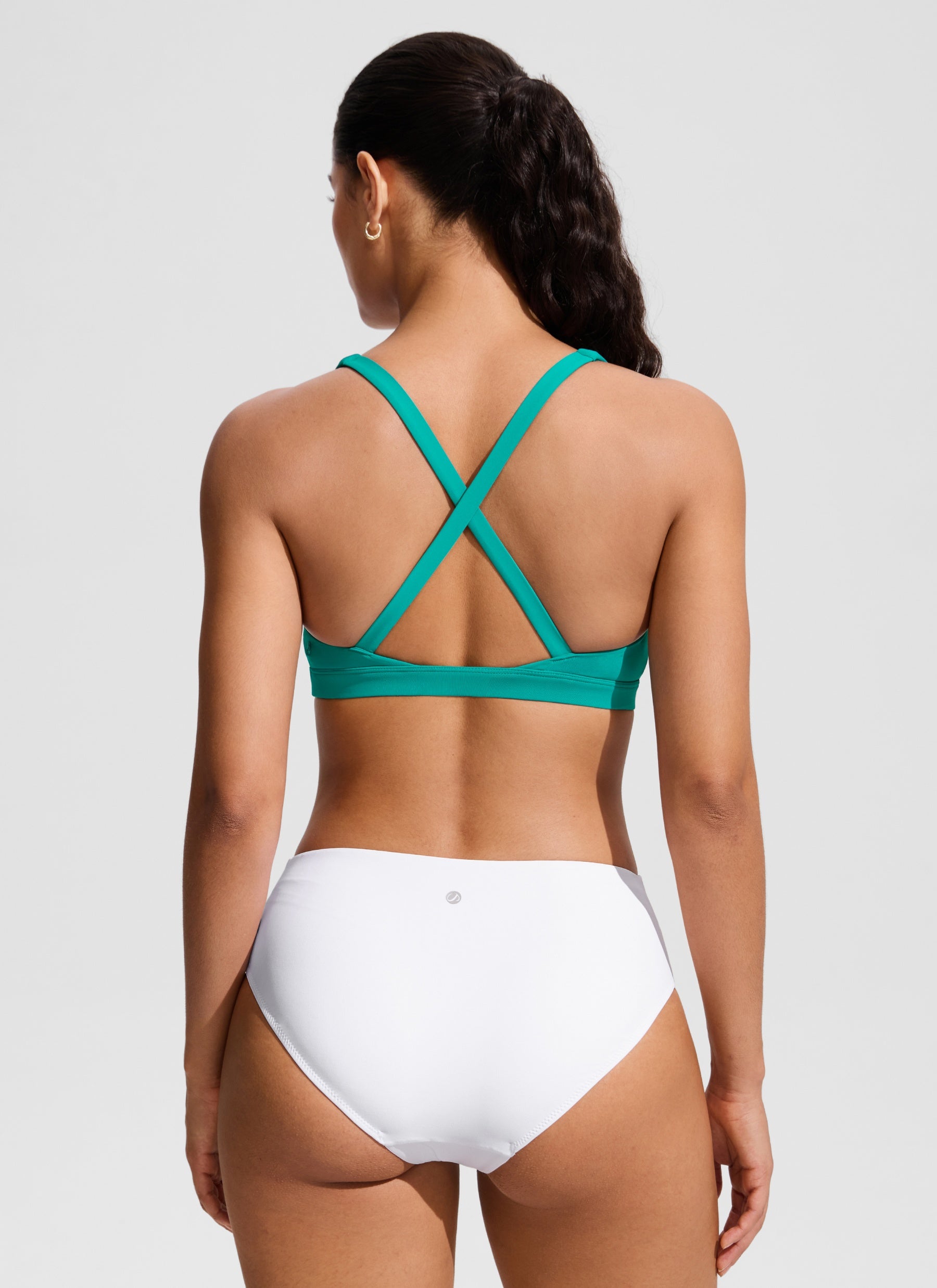 CRZ YOGA Women's Swimwear Twist Front Cut Out Cross Back Bikini Tops Blarney Green