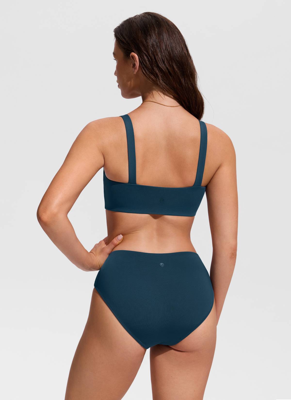 CRZ YOGA Women's Swimwear Square Neck Wide Flat Straps Bikini Tops Insignia Blue