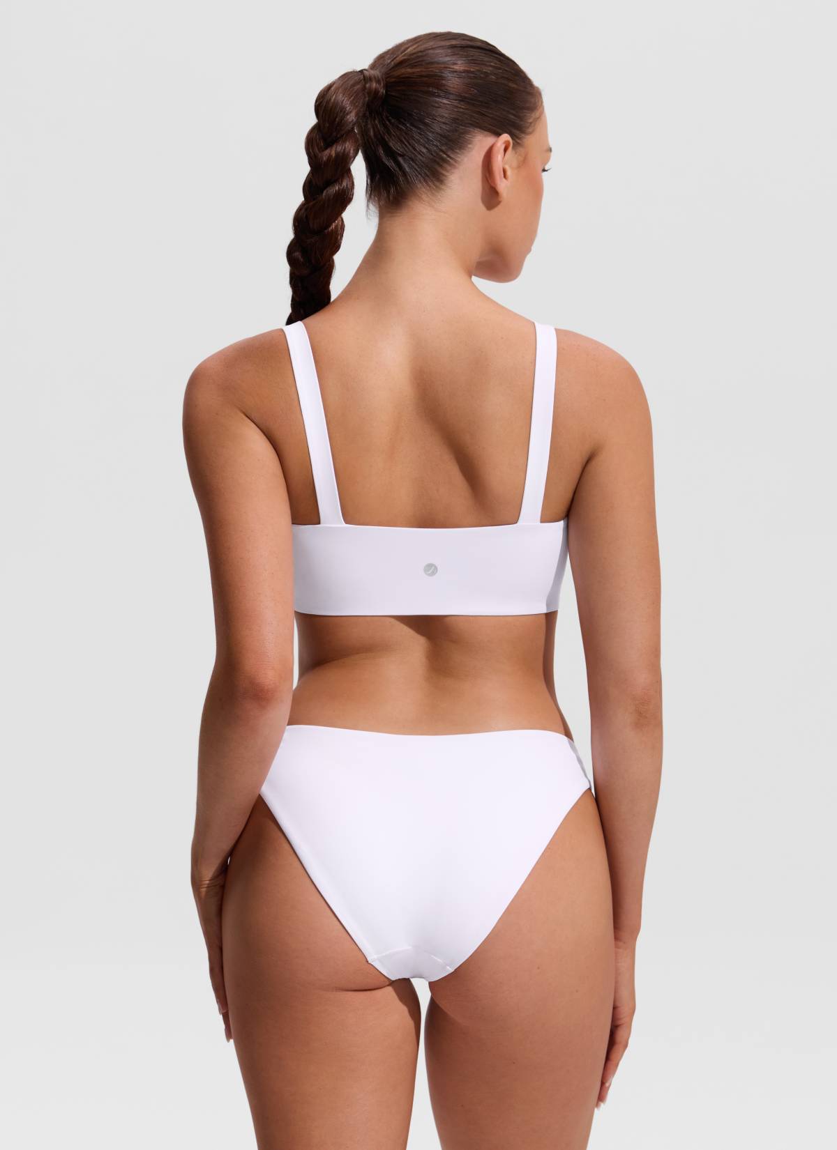 CRZ YOGA Women's Swimwear Square Neck Wide Flat Straps Bikini Tops White