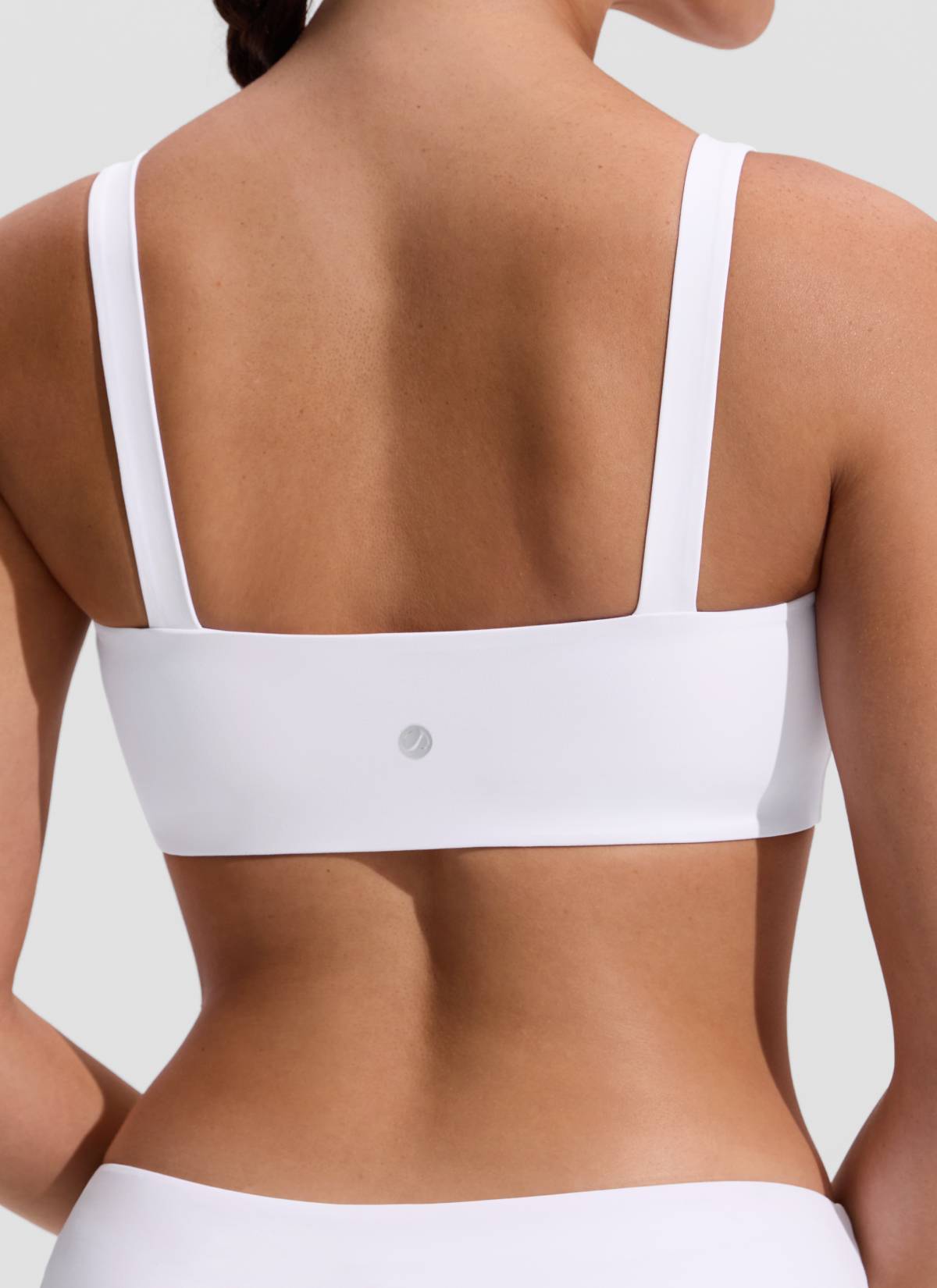 CRZ YOGA Women's Swimwear Square Neck Wide Flat Straps Bikini Tops White